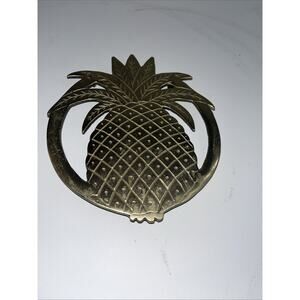 Brass Vintage Pineapple Trivet Kitchen Dining Retro Tropical Hot Pan